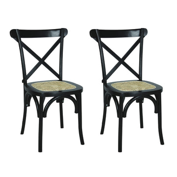 Cassis Traditional X-Back Wood Rattan Dining Chair - JONATHAN Y